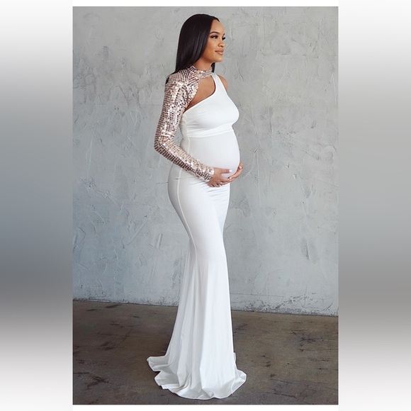 NEW Maternity Jordan Gown- Rose Gold Sequins size Medium - Picture 1 of 7